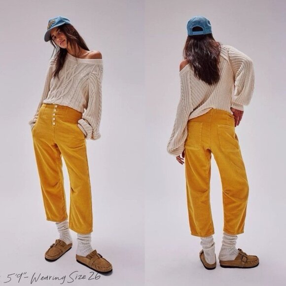 We The Free blue Osaka mid rise barrel Corduroy Jeans 30 - Picture 2 of 13